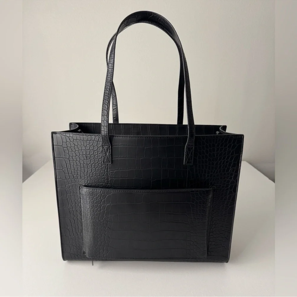 BÉIS The Work Tote in Black Croc NWOT